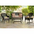 Jeco 5 Piece Espresso Wicker Conversation Set - Brown Cushions W00201-G-OT-FS007